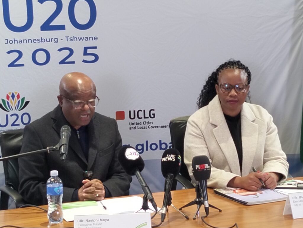 City of Joburg mayor Dada Morero and City of Tshwane mayor Dr Nasiphi Moya and held a joint media briefing at Tshwane House on Monday to unveil plans for the forthcoming African Mayors' Assembly photo by Dimakatso Modipa 