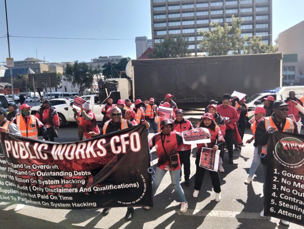 NEHAWU members protest at head office Pretoria photo by Dimakatso Modipa
