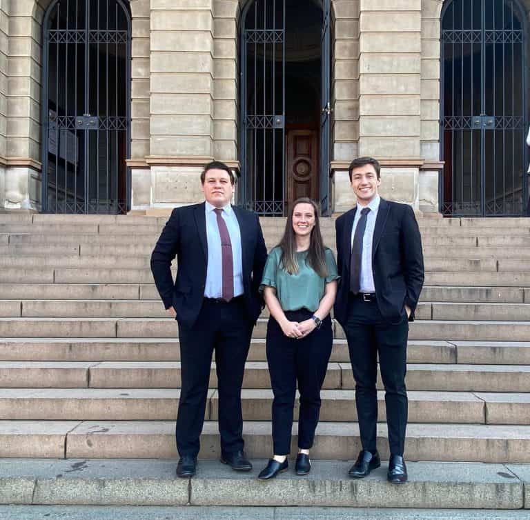AfriForum’s legal team from left to right are Arno Roodt (AfriForum District Coordinator for the Greater Pretoria South region), Deidré Steffens (AfriForum's Advisor for Local Government Affairs) and Carl Meyer (attorney for HurterSpies) photo supplied 