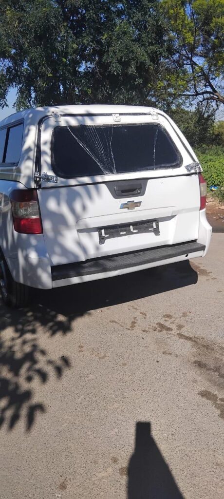 The bakkie that was used in the murder of Marius Van der Merwe photo supplied 