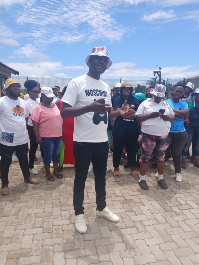 Ward councillor Enos Chiloane with ANC volunteers in ward 90 Soshanguve handing out food parcels photos Supplied 