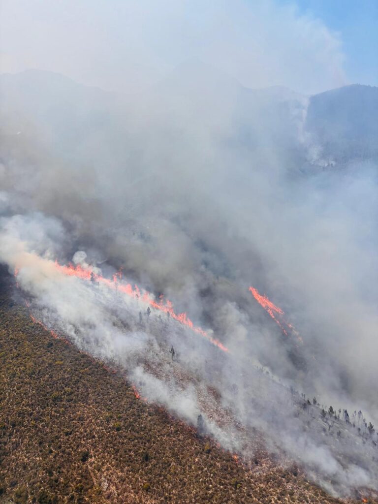 A wildfire burning in the Keurbooms–Soetkraal area within the Tsitsikamma Section of the Garden Route National Park photos supplied 