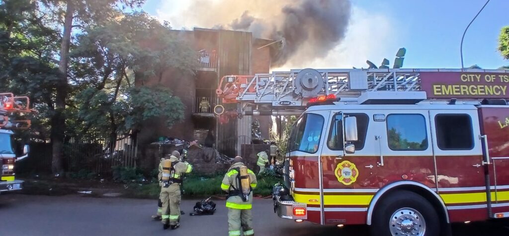 Fire incident at the Malgisedek building in Rietfontein, Tshwane photo supplied 