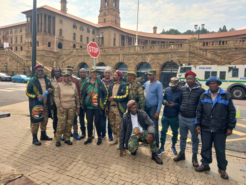 Members of the Liberation Struggle War Veterans of South Africa (LSWV-SA) in Union Buijdings in Pretoria photo by Dimakatso Modipa 