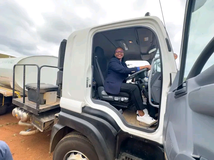 City of Tshwane mayor Dr Nasiphi Moya in one of the Tshwane water tanker in Mamelodi east photos supplied 