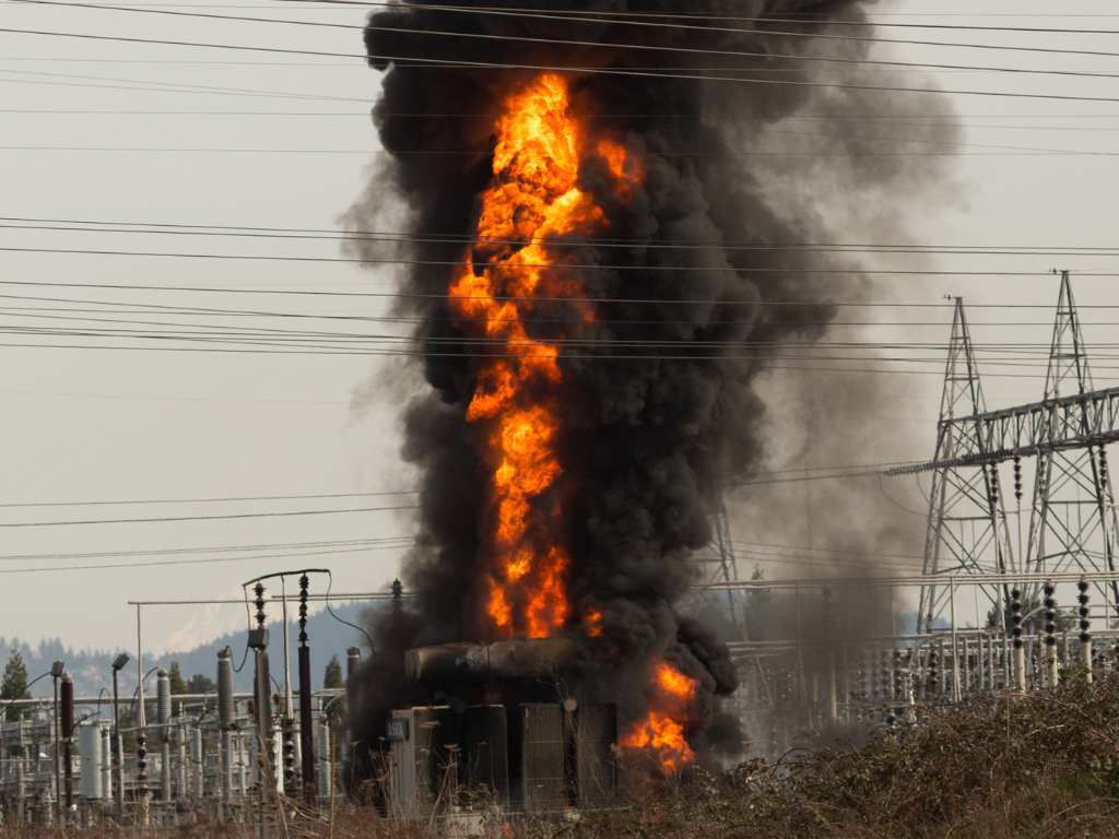 One of the many electricity substations that got burnt  in the City of Tshwane photo supplied 