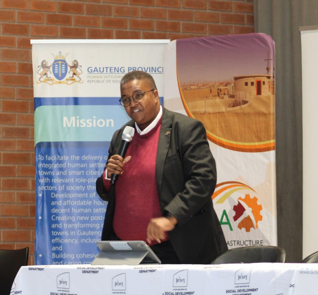 Deputy Minister in the Presidency for Women, Youth and Persons With Disabilities (DWYPD) Mmapaseka Steve Letsike address the 248 trained building inspectors 