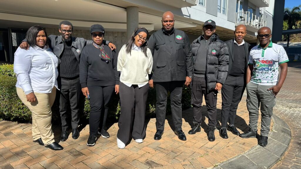 Jacinta Ngobese-Zuma and Floyd Shivambu with members of March and March as well as those of Mayibuye Movement
