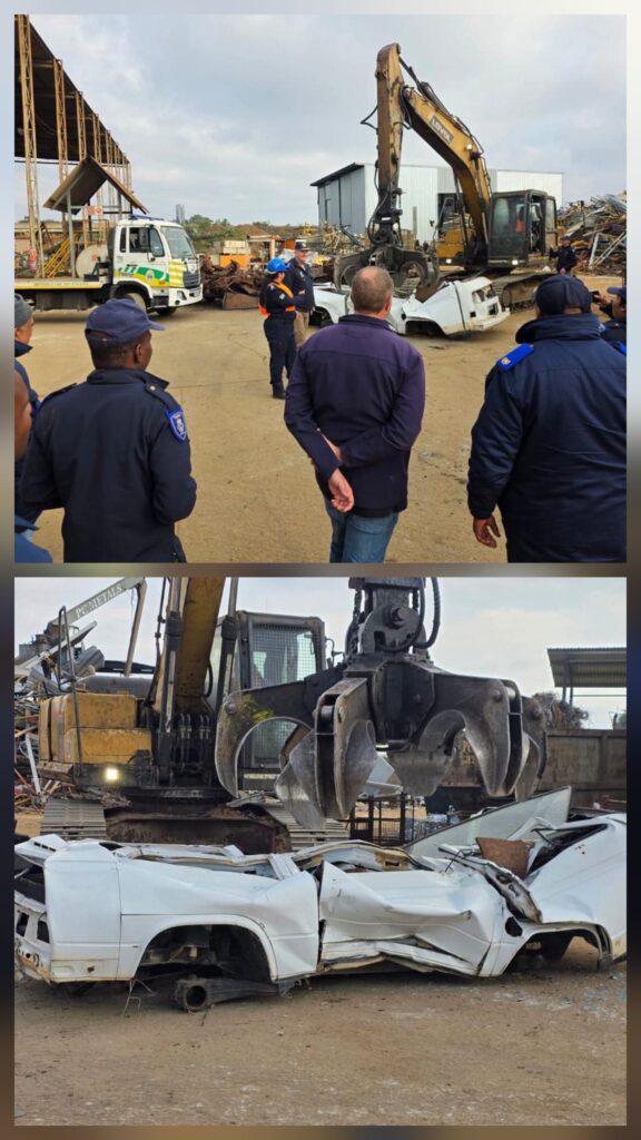Vehicle crushing operation at Akasia Workshop photos supplied 
