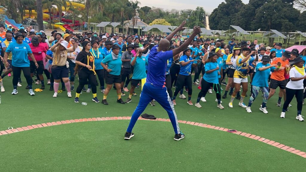 BDS’s Steve Baloyi leading his aerobics team through a focused training session