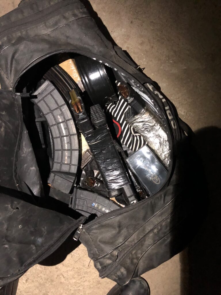 Rifles, pistol, stolen car, reflectors used by suspects to commit crime photos supplied 