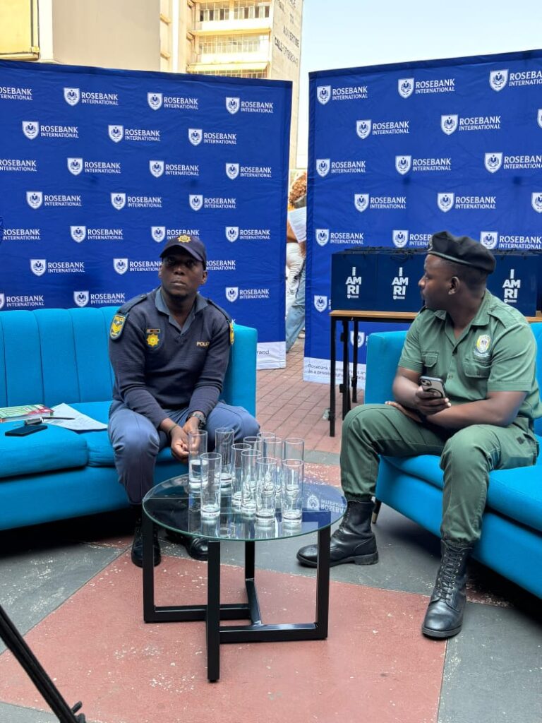 Pretoria Central SAPS at Rosebank College with differnt law enforcement on a safety awareness photos supplied 