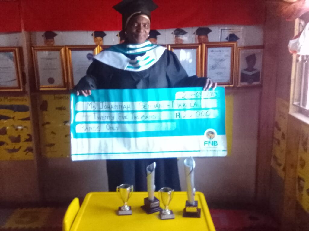 MaSenyane Children's World Pre-school Principal Johanna  Senyane with the awards she has won in her career as a community-builder