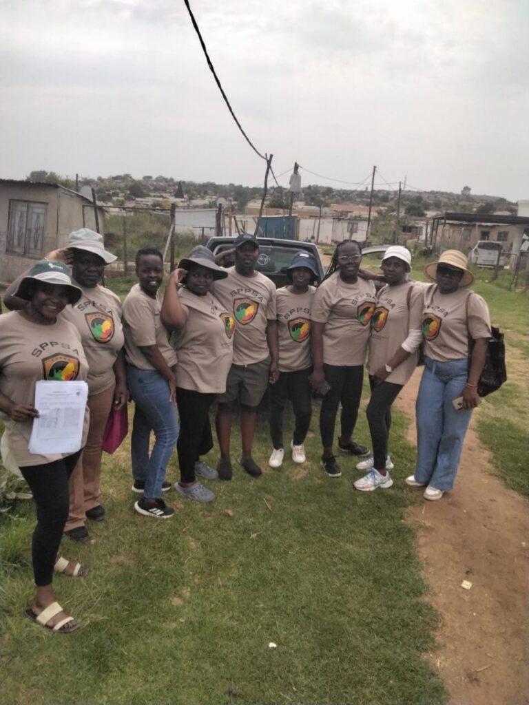 Sello Shulas Mashula President of Security Personnel Party of South Africa (SPPSA) and members on the ground 