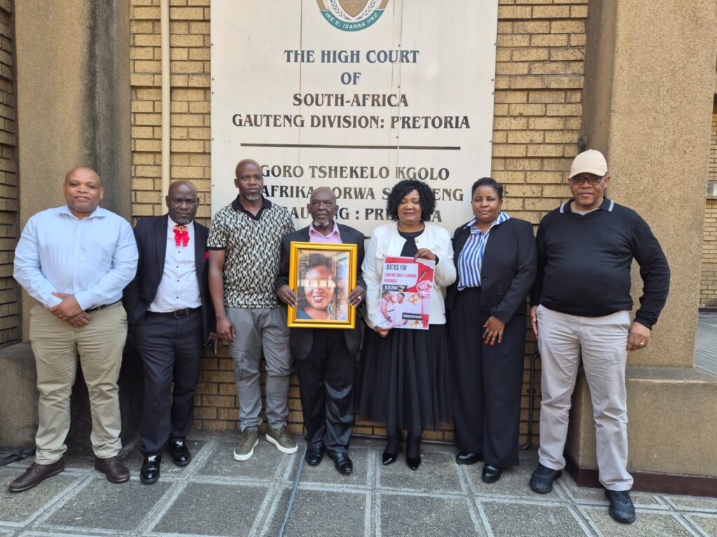 Investigating team with the parents of Sabeliwe Mogashoa