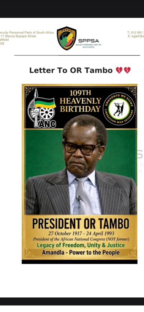 The late OR Tambo former president of ANC 