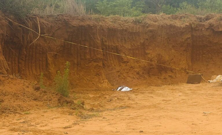 The lifeless body of Moses Mhlanga lying in a pool of blood after attacked by dogs in Skierliek Tshwane photo supplie