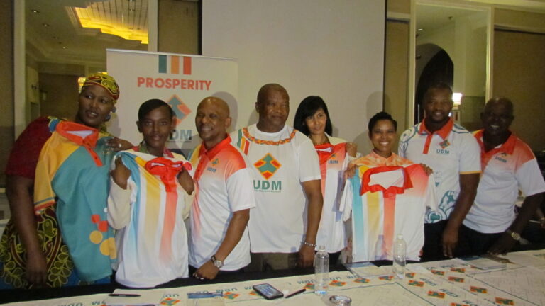 UDM Presidents Bantu Holomisa with the new prominent members of the party at Sheraton Hotel in Tshwane