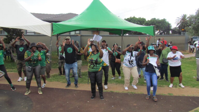 UMkhonto weSizwe party members in Atteridgeville, Tshwane celebrating at Dibango’s Park for contesting for national elections photo by Dimakatso Modipa