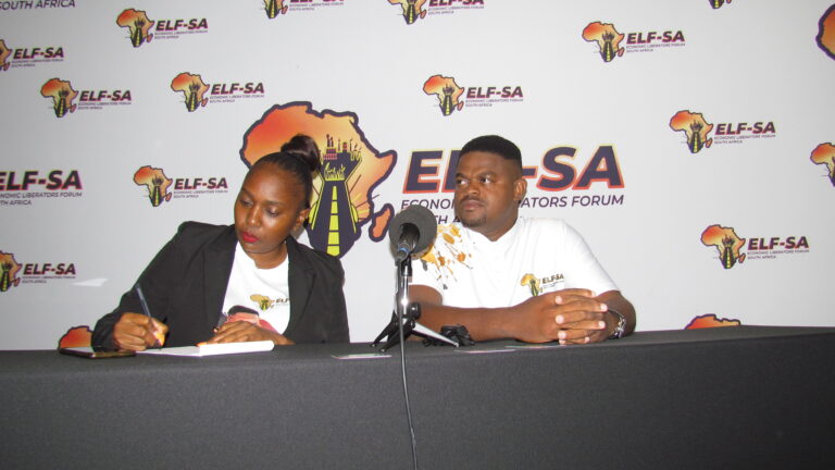 ELF-SA president Hulinasni Mani introduce Rinae Sengani as an NEC member of ELF-SA photo by Dimakatso Modipa