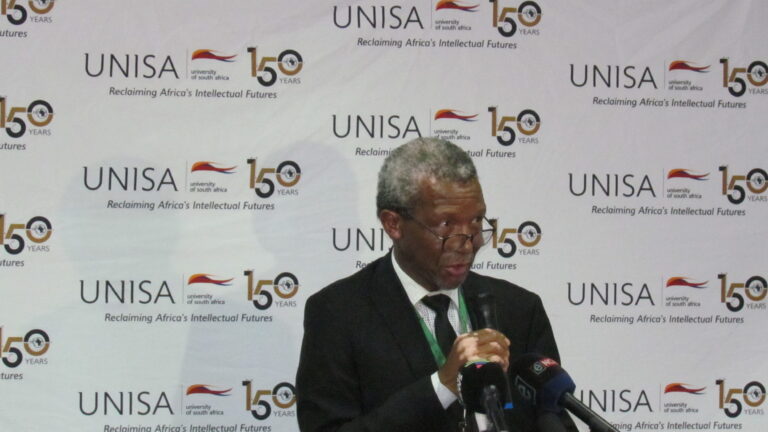 Vice Principal for Institutional Development Professor Ramagoai Magano addressing members of the media at Unisa Tshwane photo by Dimakatso Modipa