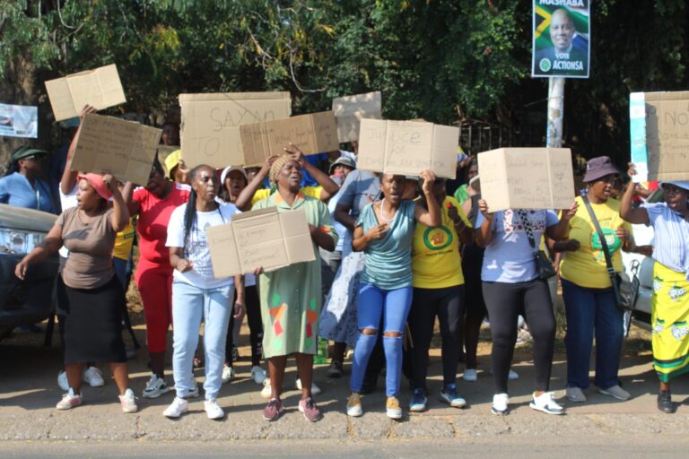 Community members and different organisations protest outside Mamelodi Magistrate court