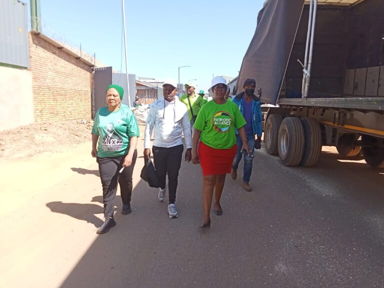 Members of the Patriotic Alliance heading to company to help young man get his money back photos by Dimakatso Modipa
