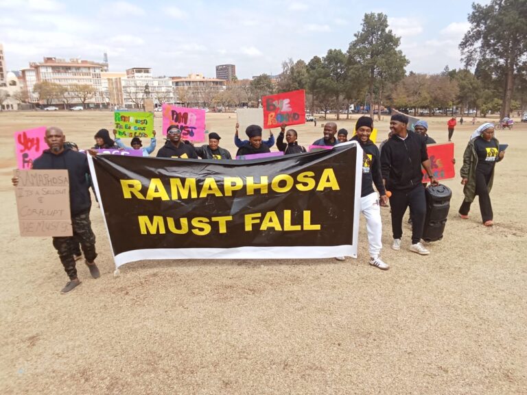 Kwanele It's Enough NPO joined by Women in Progressive Movement and other concern South Africa calling for President Cyril Ramaphosa to step down photo by Dimakatso Modipa