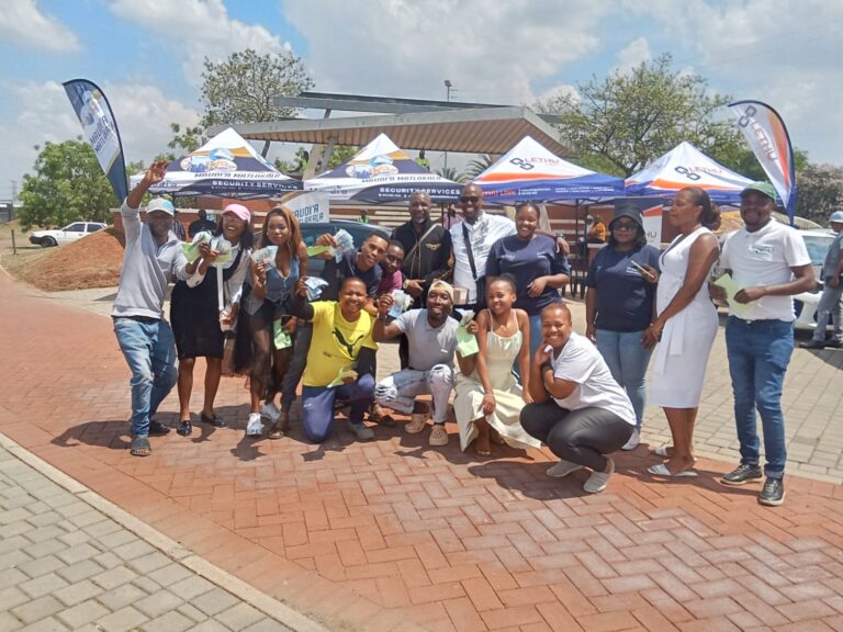 MALLDTA chairman and local businessman Steerman Monageng with some of the local business who won the cash to boost their business at Solomon Mahlangu Square, Mamelodi West, Tshwane Photo by Dimakatso Modipa