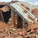 A house destroyed by strong wind in Soshanguve