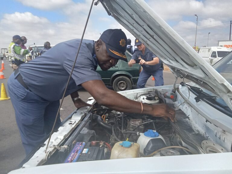 Tshwane District Commissioner Major General Samuel Thine inspecting a vehicle in Mamelodi during Operation Shanela photo by Dimakatso Modipa