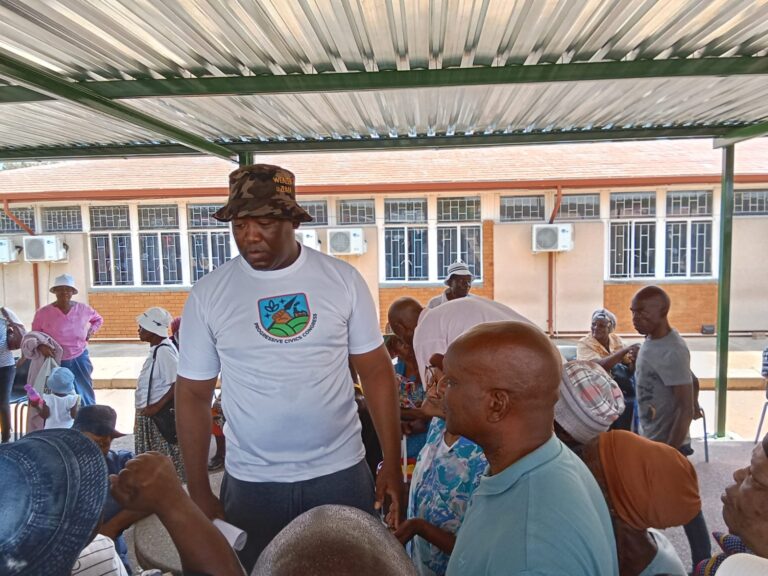 (PCC) Progressive Civics Congress convener region 6 Jack Simelane address the elderly at Municipality office in Mamelodi west photo by Dimakatso Modipa
