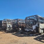 Some of the 51 buses burned to ashes at Moloto depot