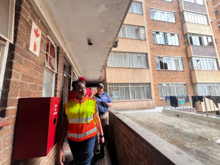 Mayor Moya at the Drakensburg Flats which don't meet safety standards