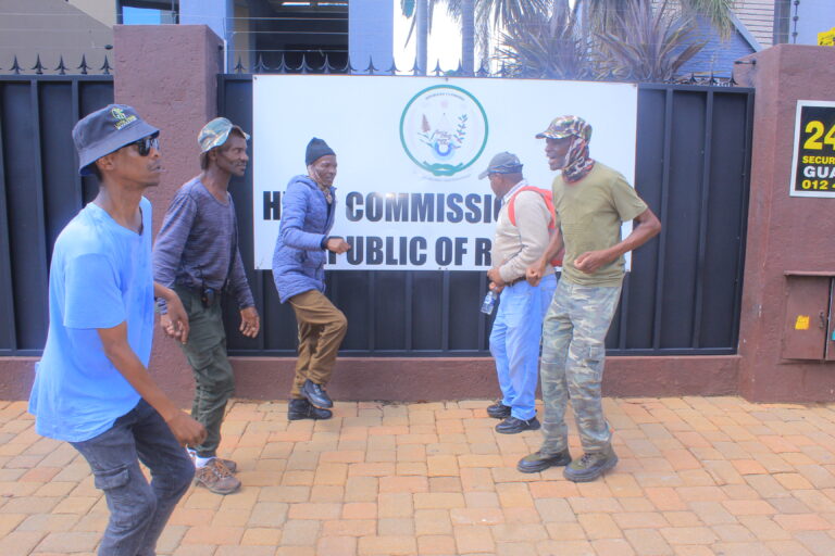 PPF protest outside Rwanda embassy in Pretoria photo by Dimakatso Modipa