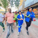 Executive Mayor Cllr Nasiphi Moya, MMC for Roads and Transport, Cllr Tlangi Mogale (left), and MMC for Economic Development and Spatial Planning, Cllr Sarah Mabotsa, on a walk-about of the Tshwane CBD on Friday, 31 January 2025