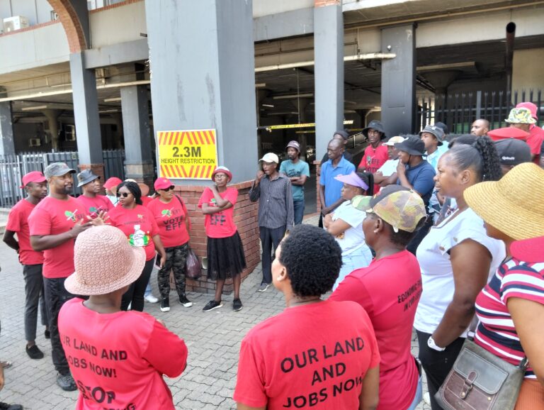 Pick N Pay workers thanked EFF sub region 5 leaders for helping the secure retrenchment package for them photo by Dimakatso Modipa
