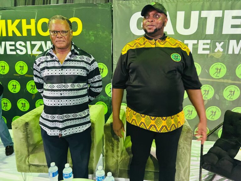 MK Party Secretary General Floyd Shivambu flanked by Professor Sipho Seepe