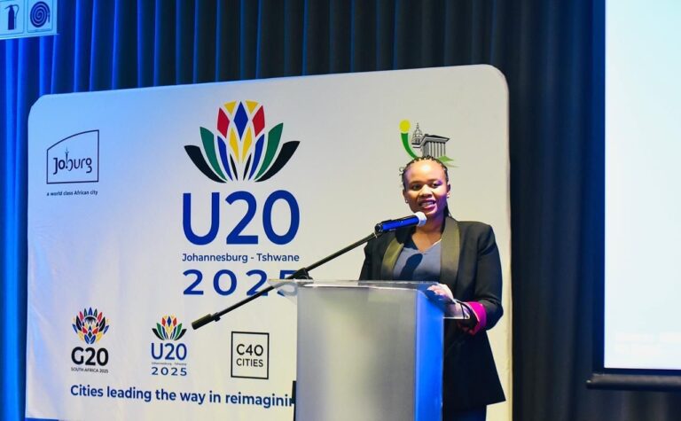 Executive Mayor Dr Nasiphi Moya on Tuesday, 22 April, at the launch of the City of Tshwane’s Urban20 Mayors Summit fundraising initiative