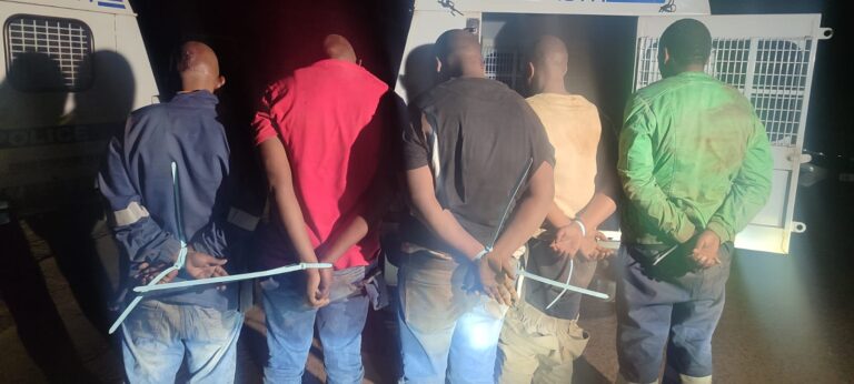 Five suspects, aged between 35 and 50, were arrested soon after they allegedly committed a cash-in-transit robbery in Ekangala, Tshwane on Wednesday, 04 June 2025