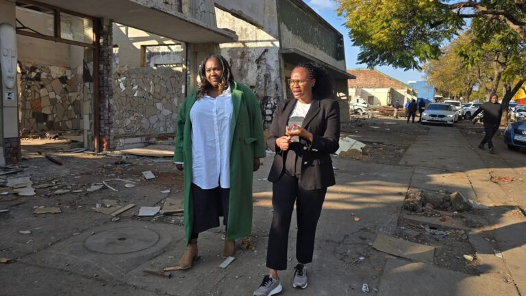 MMC for Shared Services Kholofelo Morodi and City of Tshwane Mayor Dr Nasiphi Moya on an inspection your in Pretoria West to reclaim Municipal property
