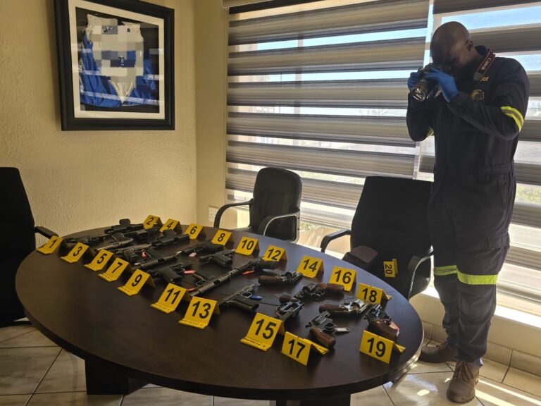 Some of the firearms found at private security companies seized photo supplied