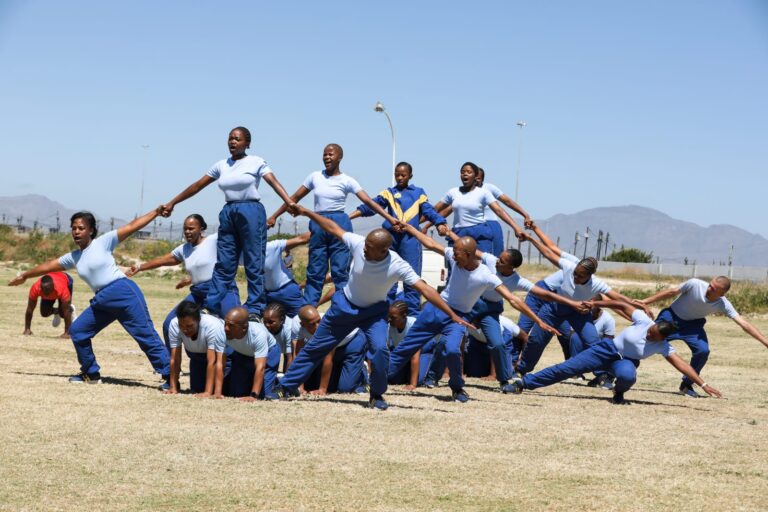 Newly-graduated police officers going through their paces at the pass out parade