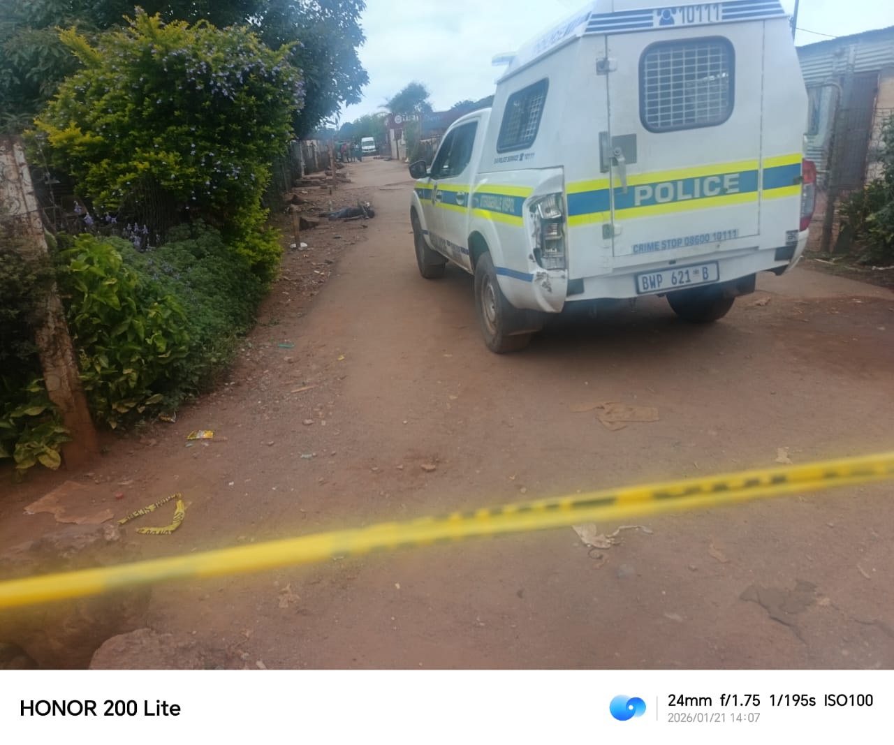 Police officers at a crime scene in Atteridgville Tshwane