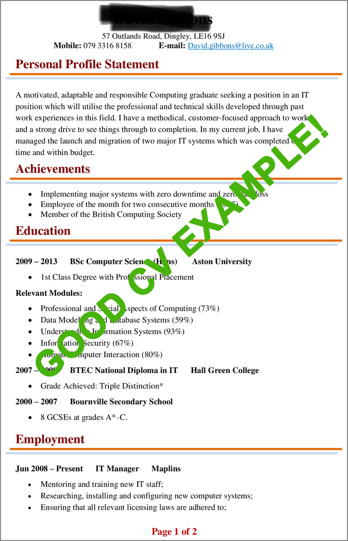 Curriculum Vitae photo supplied