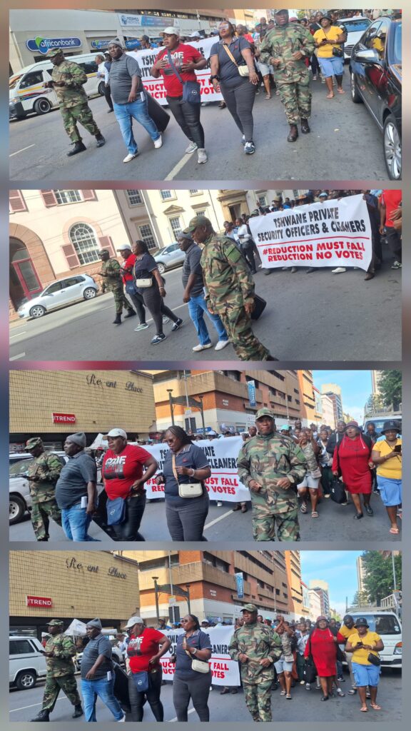 Security officers working under city of Tshwane protesting demanding insourcing photos supplied