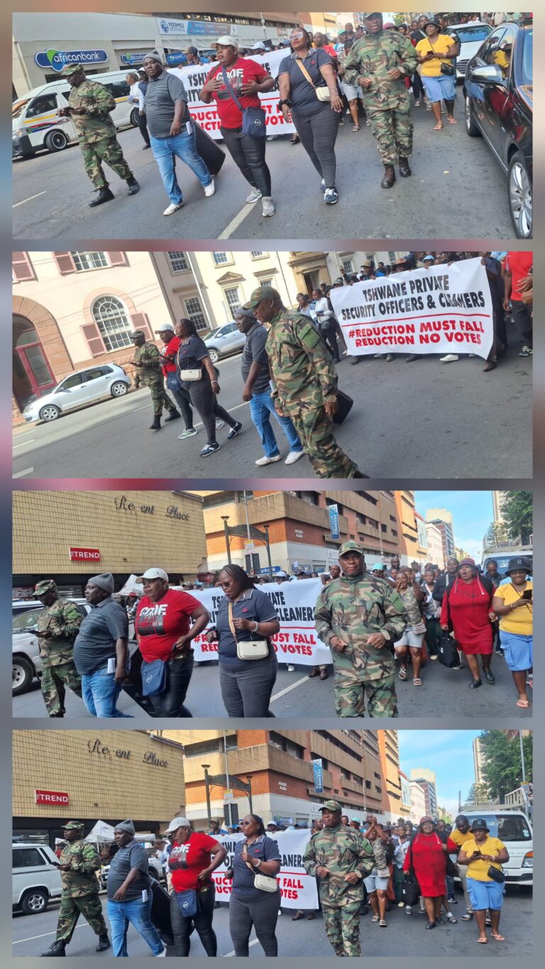 Security officers working under city of Tshwane protesting demanding insourcing photos supplied