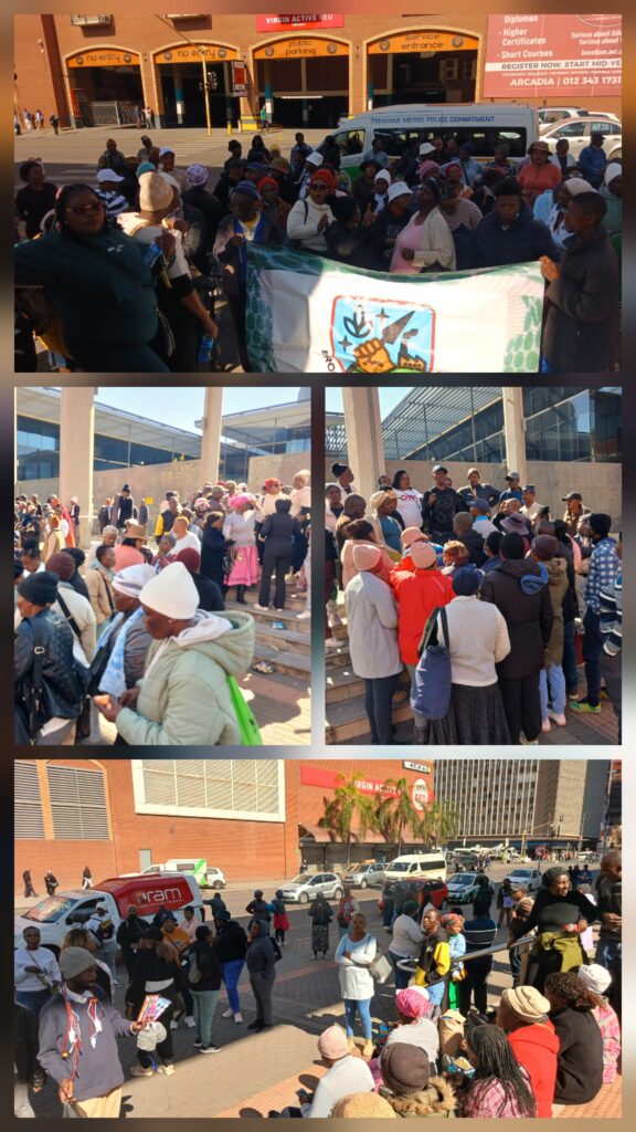 Former EPWP workers known as Operation Vat Alles and security officers protest at Tshwane House photos by Dimakatso Modipa
