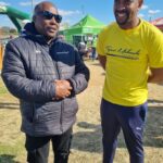 Former Mamelodi Sundowns midfielder Tiyani "Sugar" Mabunda and Temba Masango of #notinmyname at the High Schools Sports Tournament Mamelodi West, Tshwane
