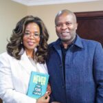GDE MEC Lbogang Maile with world-famous Oprah Winfrey at the Oprah Winfrey Leadership Academy for Girls